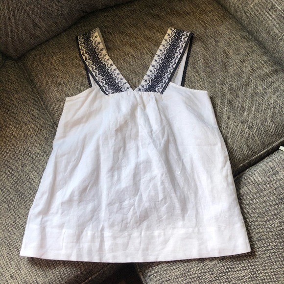 J. Crew Tops - Women’s J Crew Embroidered White Tank Top